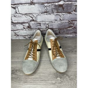 Gorg Blau Cream Canvas Grey Suede Brown Leather Lace Up Oxfords Women Sz 40.5EU